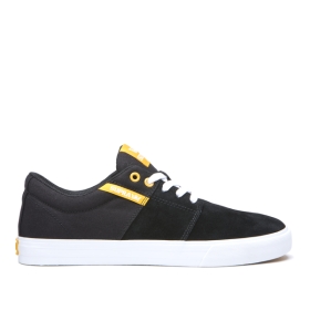 Supra Mens STACKS II VULC Black/Golden/white Low Top Shoes | CA-12747